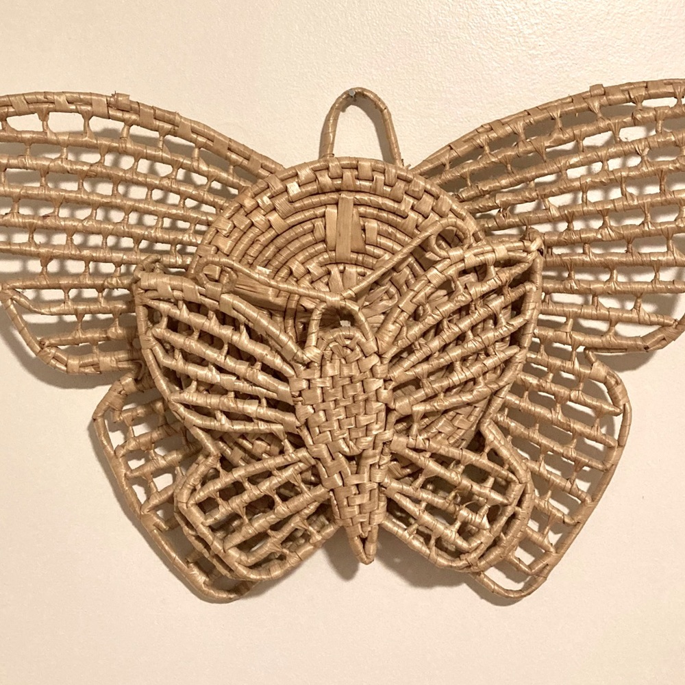 Rattan/Wicker Boho Butterfly Coaster Wall Decor